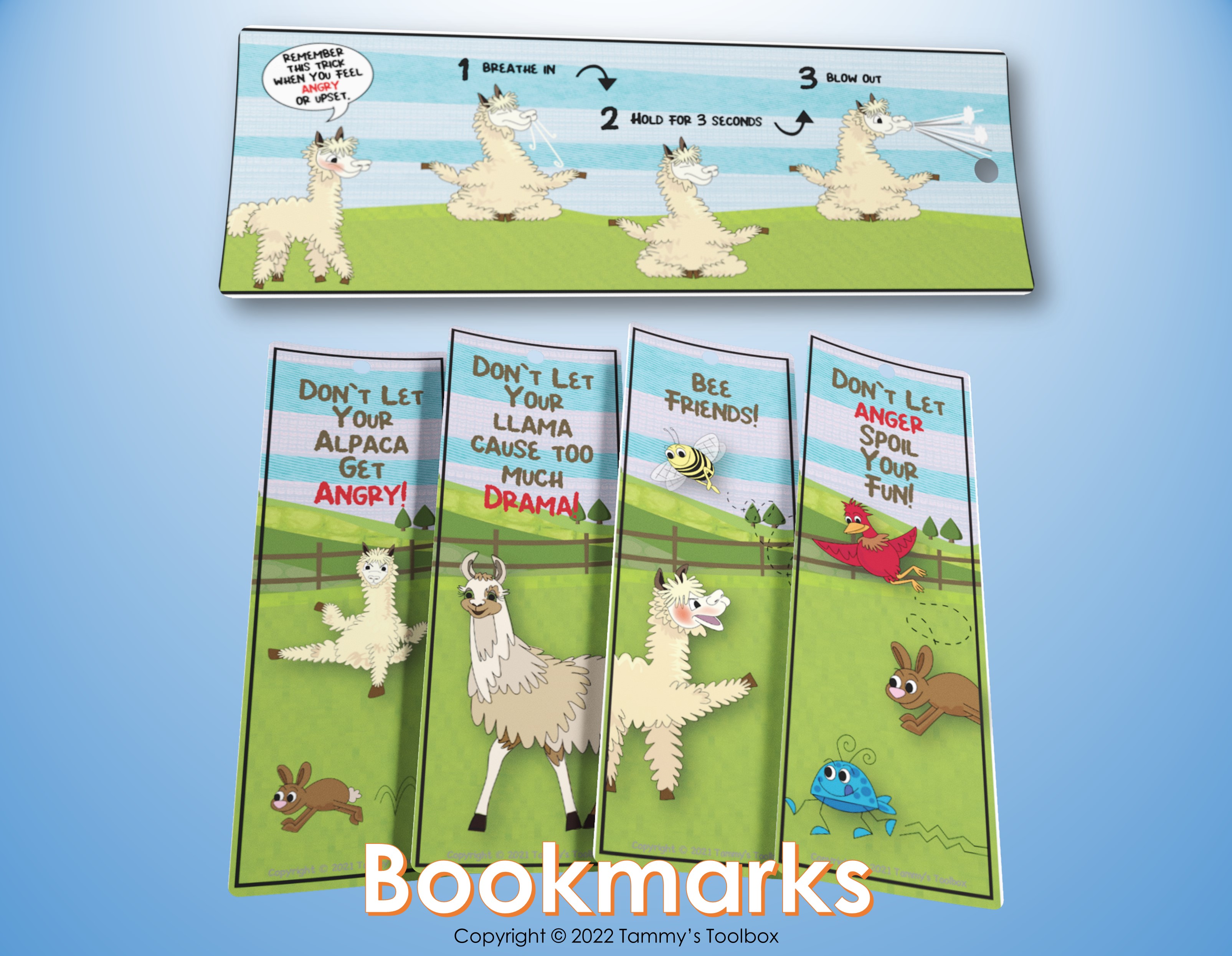 Bookmarks for Alpacas Don't Get Angry Children's Book