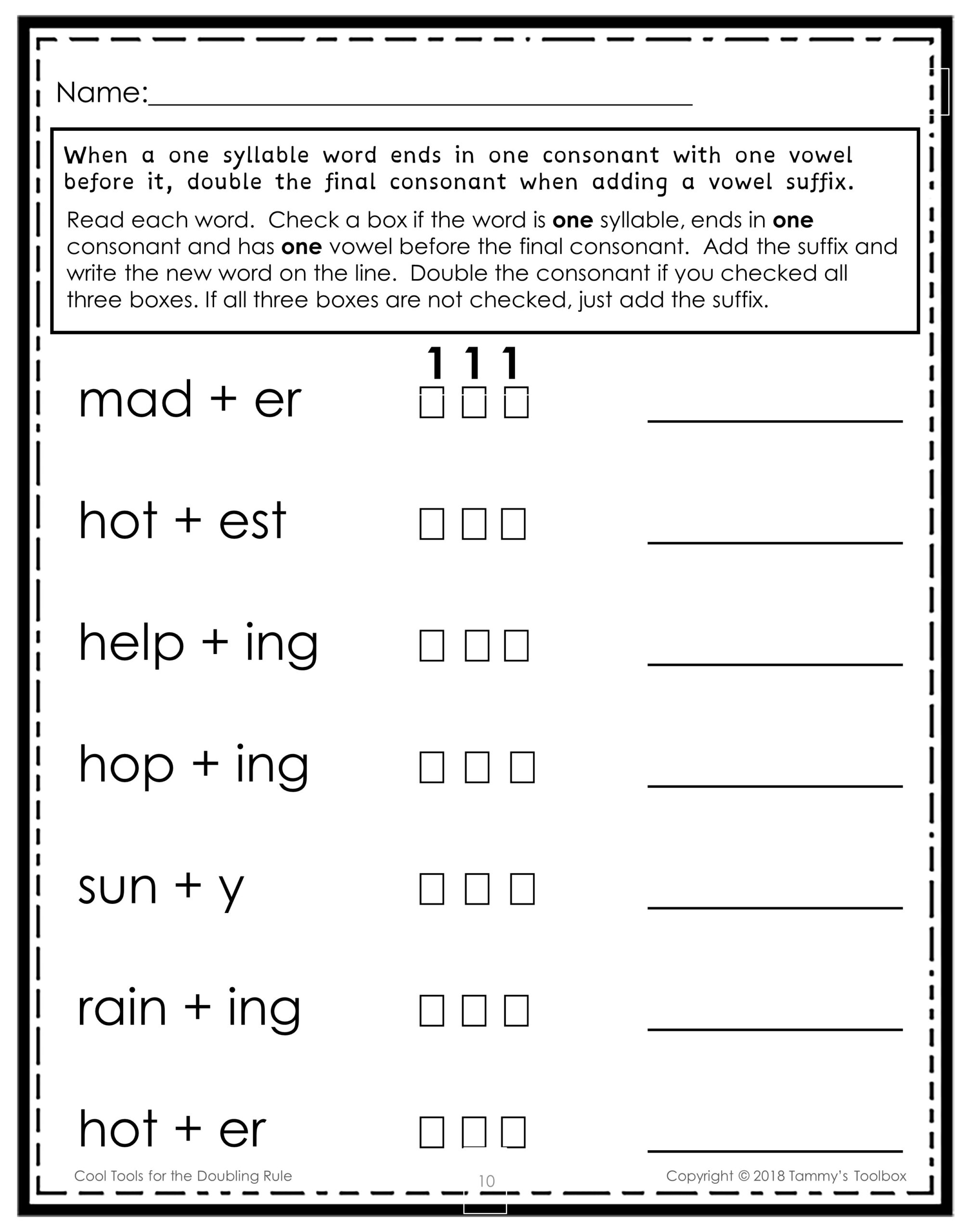 The 1-1-1 Doubling Spelling Rule – Teach it Like a Pro! – Tammys ...